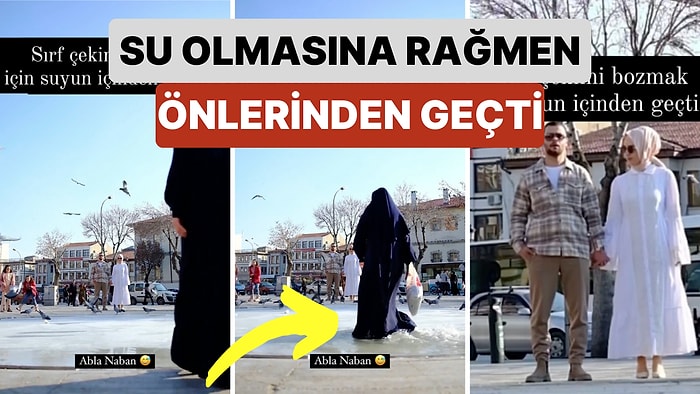 Bir Çiftin Fotoğraf Çekimi Sırasında Önlerinde Su Olmasına Rağmen Önlerinden Geçerek Fotoğrafı Bozan Kadın