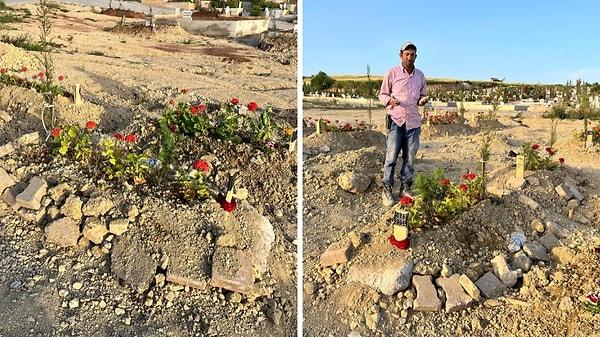 Taktaş'ın mezarına kırmızı çiçekler dikildiği görüldü. Olayla ilgili soruşturma devam ediyor...