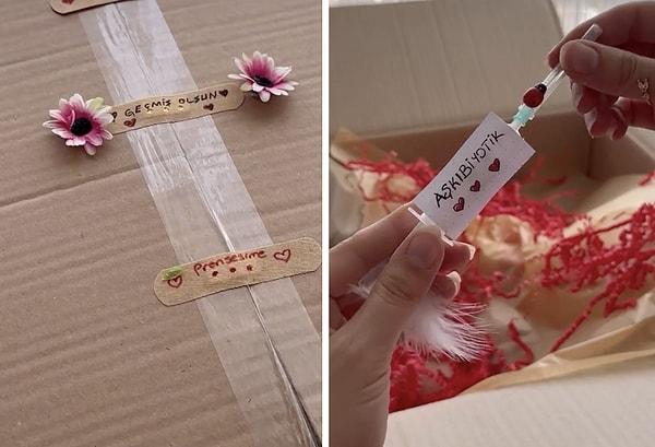 Bir kadın, hasta olduğu için sevgilisi tarafından gönderilen hediye kutusunu paylaştı.