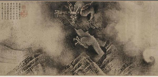 7. Güney Song Hanedanlığı döneminde 1244 yılında Chen Rong tarafından resmedilen Dokuz Ejderha Tablosu'ndaki Ejderhalardan biri.