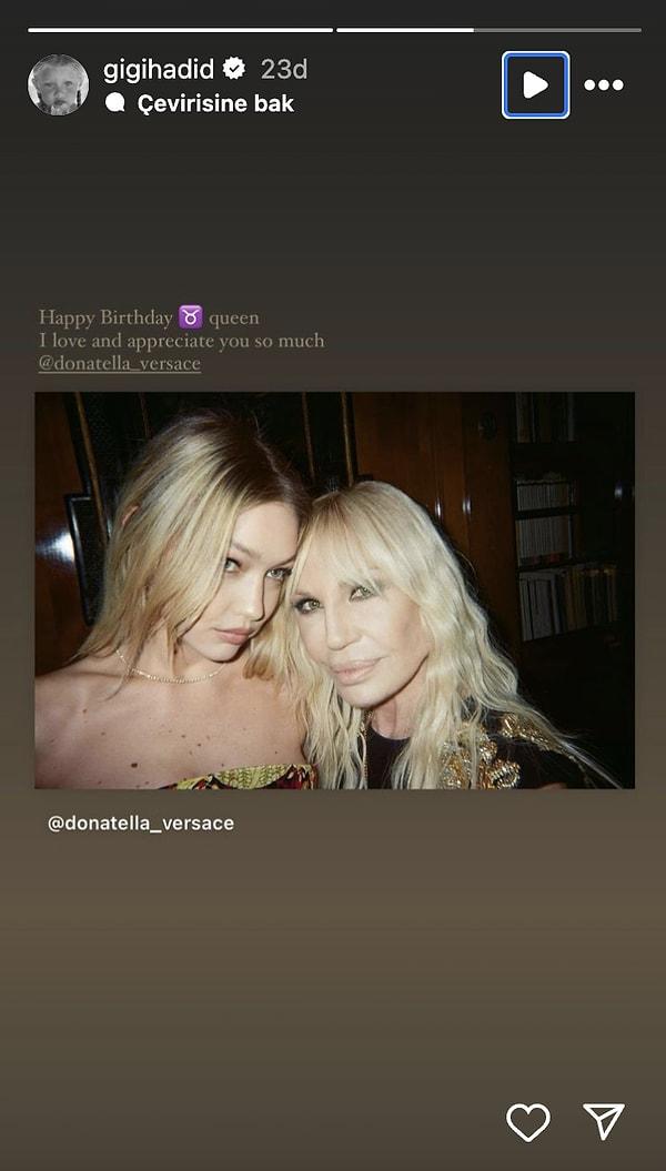 Gigi Hadid, Donatella Versace'nin doğum gününü kutladı.