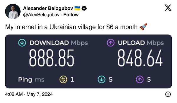 Ukrayna'da yaşayan bir sosyal medya kullancısı, köyde kullandığı internetin hızını ölçtüğünde bu manzarayla karşılaştı.