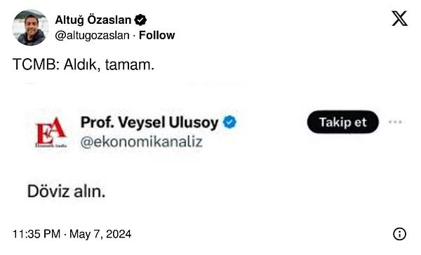 Döviz alımına yönelik ENAG yöneticisi Prof. Dr. Veysel Ulusoy'un seçim öncesi dikkat çeken paylaşımı da mizaha yönelirken,