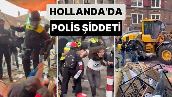 Hollanda'da Polis Şiddeti: Filistin'e Destek Eylemine Müdahale Eden Polis İnsanlara Cop ve Tekme ile Saldırdı