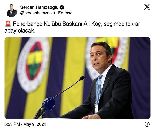 Hamzaoğlu, Koç'un başkanlığa aday olduğunu ifade etti 👇