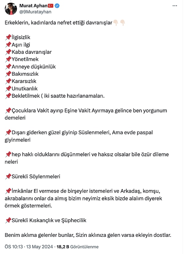 Erkekler de boş durmadı! Hemen bir liste de onlardan geldi. 👇