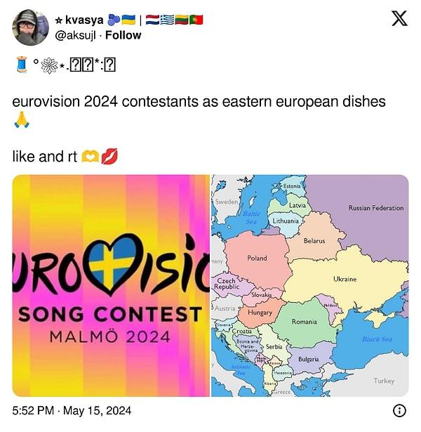Bir sosyal medya kullanıcısı, Eurovision yarışmacılarını Avrupa yemekleriyle eşleştirince ortaya oldukça renkli görüntüler çıktı!
