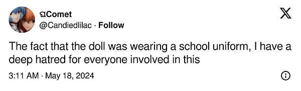 "Bebek okul üniforması giyiyor. Buna sebep olan herkesten nefret ediyorum..."