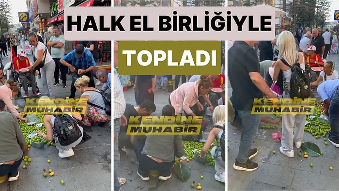 Zabıtayla Seyyar Satıcı Arasında Yaşanan Tartışma Sırasında Dökülen Meyveleri Halk Toplayarak Satıcıya Verdi