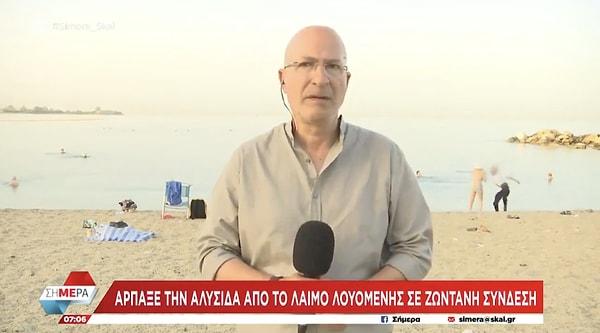 Yunan televizyonunda bir haber sunulduğu sırada, kameraya bir hırsızlık olayı takıldı.