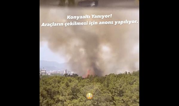 Antalya, Konyaaltı'nda yerleşim yerlerinin yakınında bir orman yangını meydana geldi.