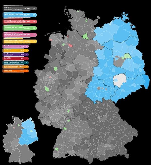 3. Almanya parlament seçimlerinde Batı ve Doğu Almanya arası fark hala gözlemlenebiliyor!