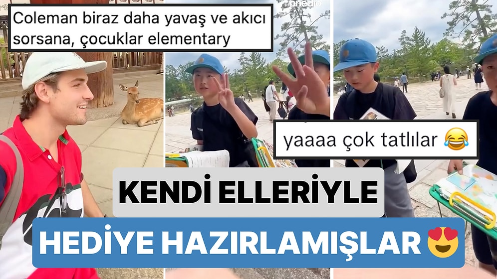 Japonya'da İki Minik Çocuğun İngilizce Ödevlerini Yapmak İçin Bir Turistle Röportaj Yaptığı Tatlı Anlar