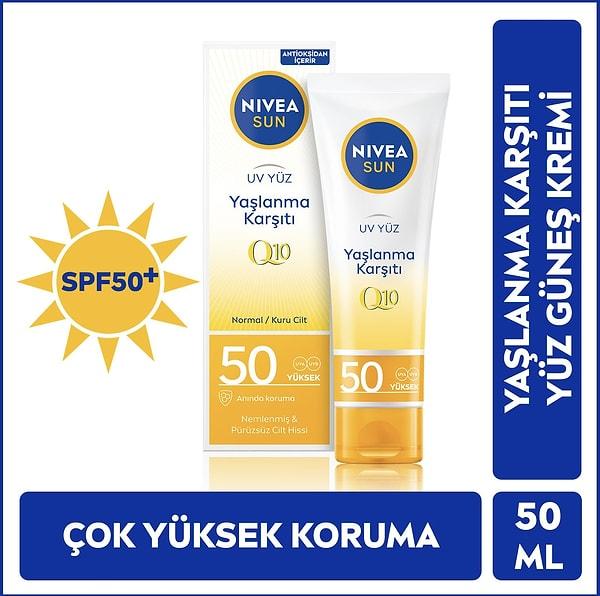 4. NIVEA Sun SPF50+ & Leke Q10 Yüz Güneş Kremi 50 ml