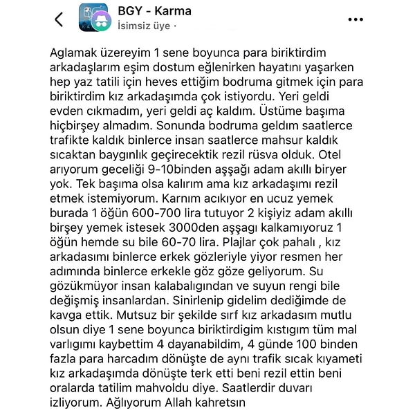 Bir vatandaş da sosyal medyada Bodrum tatilinin nelere mâl olduğunu anlatmış👇🏻