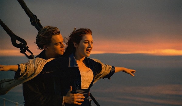 One of the most iconic scenes from "Titanic" is the "I'm flying" moment between Rose and Jack at the bow of the ship.