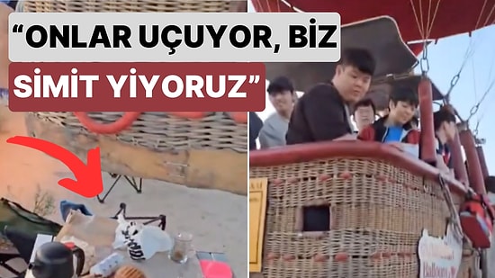 Kapadokya'da Turistlerin Bindiği Bir Hava Balonu Türklerin Yemek Masasının Üzerinden Geçti