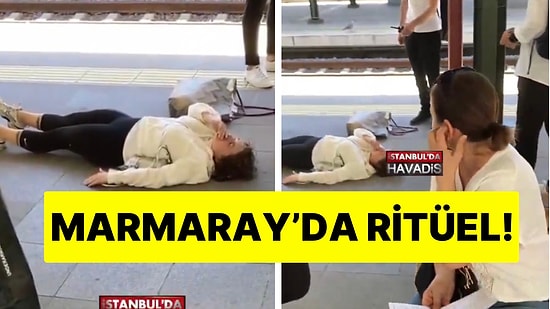 Marmaray’da Yere Yatan Kadın Yanına Yardıma Gelenlere “Ritüel Yapıyorum” Diyerek Akıl Tutulması Yaşattı