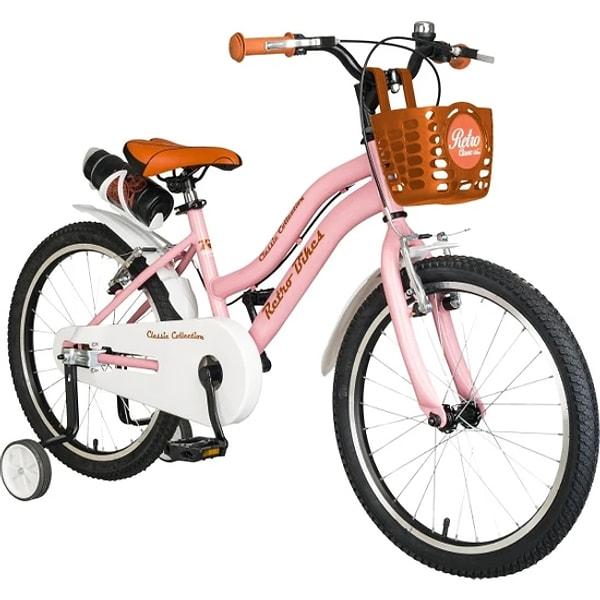 7. Retro tasarıma sahip pembe renk 20" jantlı bir bisiklet.