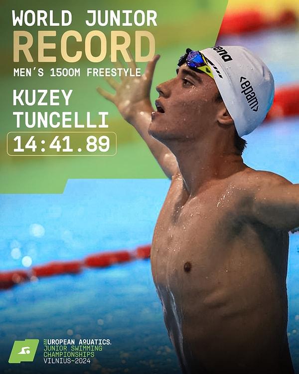 İki hafta önce Su Sporları Avrupa Şampiyonası’nda altın madalya kazanan Fenerbahçe sporcusu ve milli yüzücü Kuzey Tunçelli, başarılarına bir yenisi daha ekledi ve ikinci kez rekorlar kırarak Gençler Avrupa Şampiyonu oldu.