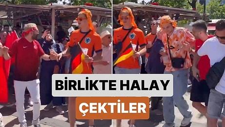 Türkiye-Hollanda Maçını Bekleyen Türk ve Hollandalı Taraftarlar Birlikte Halay Çekti