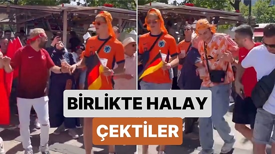 Türkiye-Hollanda Maçını Bekleyen Türk ve Hollandalı Taraftarlar Birlikte Halay Çekti