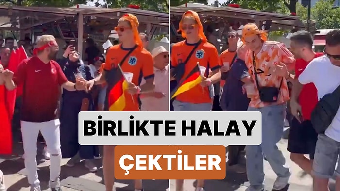 Türkiye-Hollanda Maçını Bekleyen Türk ve Hollandalı Taraftarlar Birlikte Halay Çekti