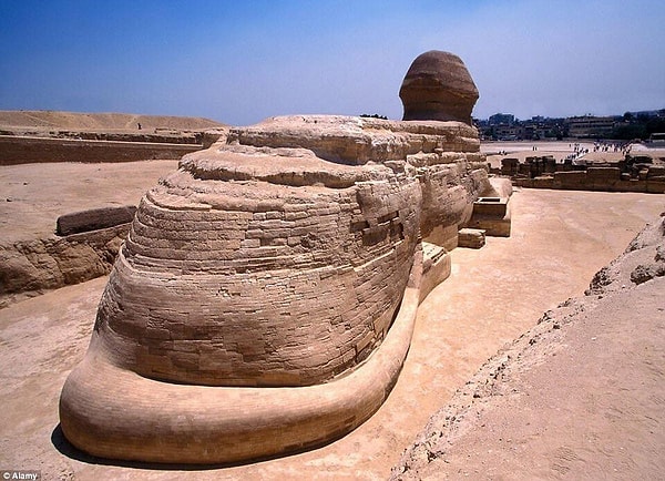 The Great Sphinx of Giza, the largest stone statue in the world, dazzles in the Giza Pyramid Complex.