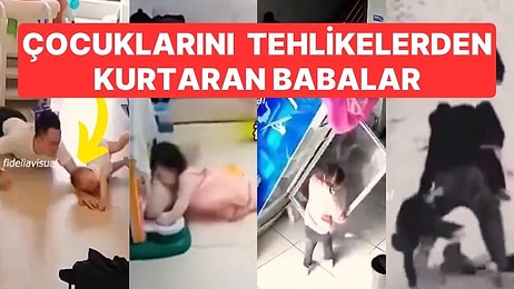 Çevik Hareketlerle Çocuklarını Her Türlü Tehlikeden Kurtaran Babaların Görüntüleri Gündem Oldu