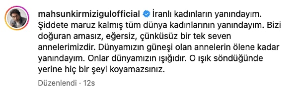 "Bizi doğuran amasız, eğersiz, çünküsüz bir tek seven annelerimizdir. Dünyamızın güneşi olan annelerin ölene kadar yanındayım. Onlar dünyamızın ışığıdır. O ışık söndüğünde yerine hiç bir şeyi koyamazsınız."