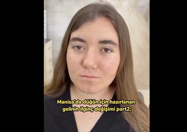 Manisa'da bir geline yapılan düğün makyajının öncesi ve sonrası paylaşıldı.