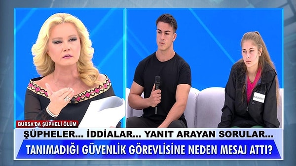 Nazmiye Tutaner, ablasının ölümü hakkında çeşitli iddialarda bulunmaya devam ederken, programın dışında yaptıklarıyla da gündeme geldi. Programdaki güvenlik görevlisi Yılmaz'a mesaj attığı ortaya çıkan Nazmiye'nin tutarsız davranışları, herkesi şaşırttı.