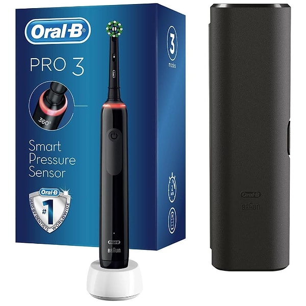 9. Oral-B Pro3-3500 Şarj Edilebilir Diş Fırçası Siyah (Seyahat Kabı Hediyeli)