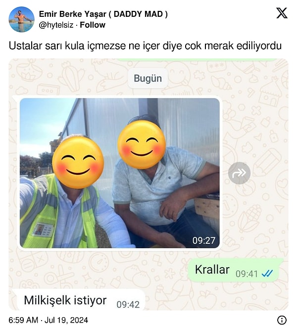 4. 'Milkişelk'ini içtiği paylaşımı da görür müyüz? 🥲