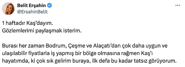 Belit Erşahin isimli bir sosyal medya kullanıcısı, çok sık gittiği Kaş'ın son durumunu paylaştı.