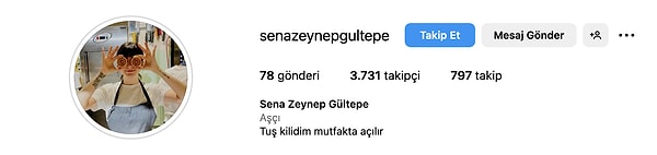 1. Ana kadroya adını ilk yazdıran yarışmacı olan Sena Zeynep Gültepe'nin takipçi sayısı 3728.