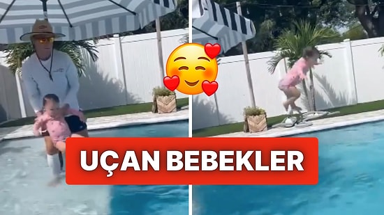 Bir Adamın Bebekleri Havuza Fırlatış Şekli Gündem Oldu: Sevimli Bebekler Kendi Kendilerine Kenara Yüzdüler!