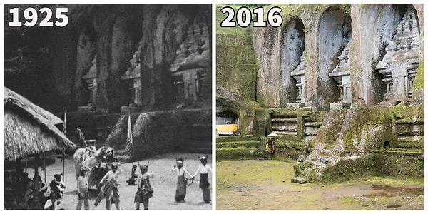 3. 1925'te bir tapınak ve dans edenler (Barong Dance at East Side of Pura Gunung Kawi)