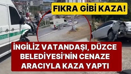 Kazanın İçeriğine Kimse Anlam Veremedi! İngiliz Vatandaşı, Düzce Belediyesi'ne Ait Cenaze Aracıyla Kaza Yaptı