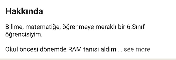 Fakat geçtiğimiz günlerde bir kullanıcı, 6. sınıf bir öğrencinin açtığı LinkedIn profilini paylaştı. Bu profilde öğrencinin kendisini bu şekilde açıkladığı görülüyor.