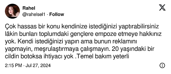 Gelin, şimdi de sosyal medyanın henüz 20'li yaşlardaki gençler arasında konuşulan botoks gündemine tepkilerine göz atalım! 👇