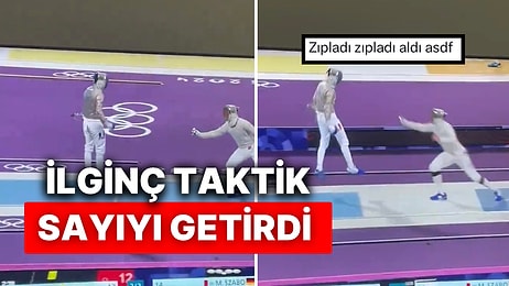 Paris 2024 Olimpiyatlarında Bir Eskrimcinin Zıplayarak Sayı Aldığı Anlar