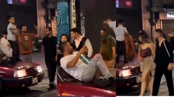 'beyoglusondakika34' isimli Instagram hesabından paylaşılan görüntüler sosyal medyada gündem oldu. Gece kulübüne alınmadığı için İstiklal Caddesi'nin ortasına araba park eden grup, müziğin sesini sonuna kadar açarak dans etti.