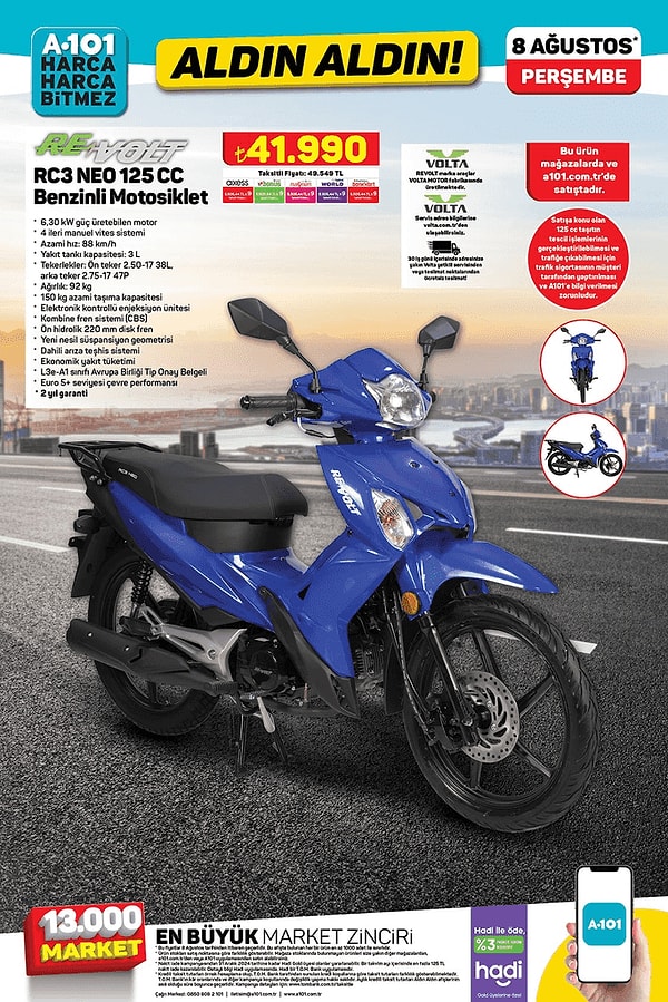 Revolt RC3 Neo 125CC Benzinli Motosiklet 41.990 TL