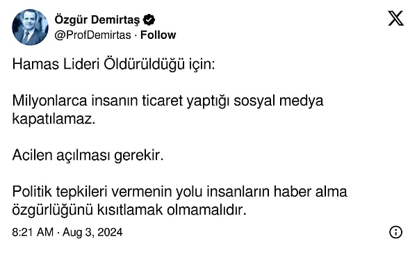 "Instagram'ın acilen açılması gerekir," diyen Demirtaş'ın açıklaması...👇