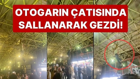 Askere Giden Gençten İlginç Şov: Otogarın Çatısında Sallanarak Gezdi