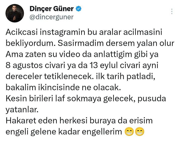 Dinçer Güner, 'şaşırmadım desem yalan olur' diyerek aslında iki tarih birden verdiğini hatırlattı.