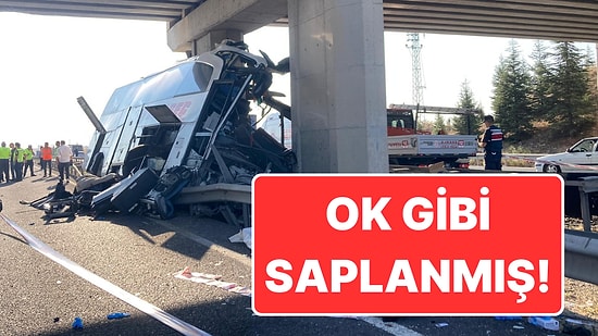 Ankara’daki Korkunç Kazanın Görüntüleri: Otobüs Ok Gibi Beton Kolona Saplanmış