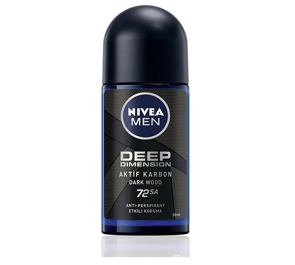 8. NIVEA Men Erkek Roll On Deodorant Deep Dimension 72 Saat Anti-Perspirant Koruma (50 ml)