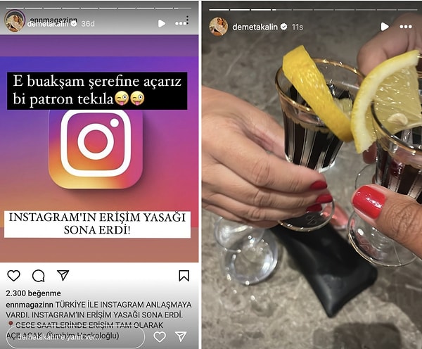 Demo'nun hayalleri de sonunda gerçek oldu. BTK kararıyla duyurulan erişim engeli geçtiğimiz gün akşam saatlerinde kaldırıldınca ünlü şarkıcıya gün doğdu. Instagram'ın açılmasının şerefine tekila şişesi açacağını açıklayıp bir de sözünde durduğunu gösteren bi kare yayınladı.